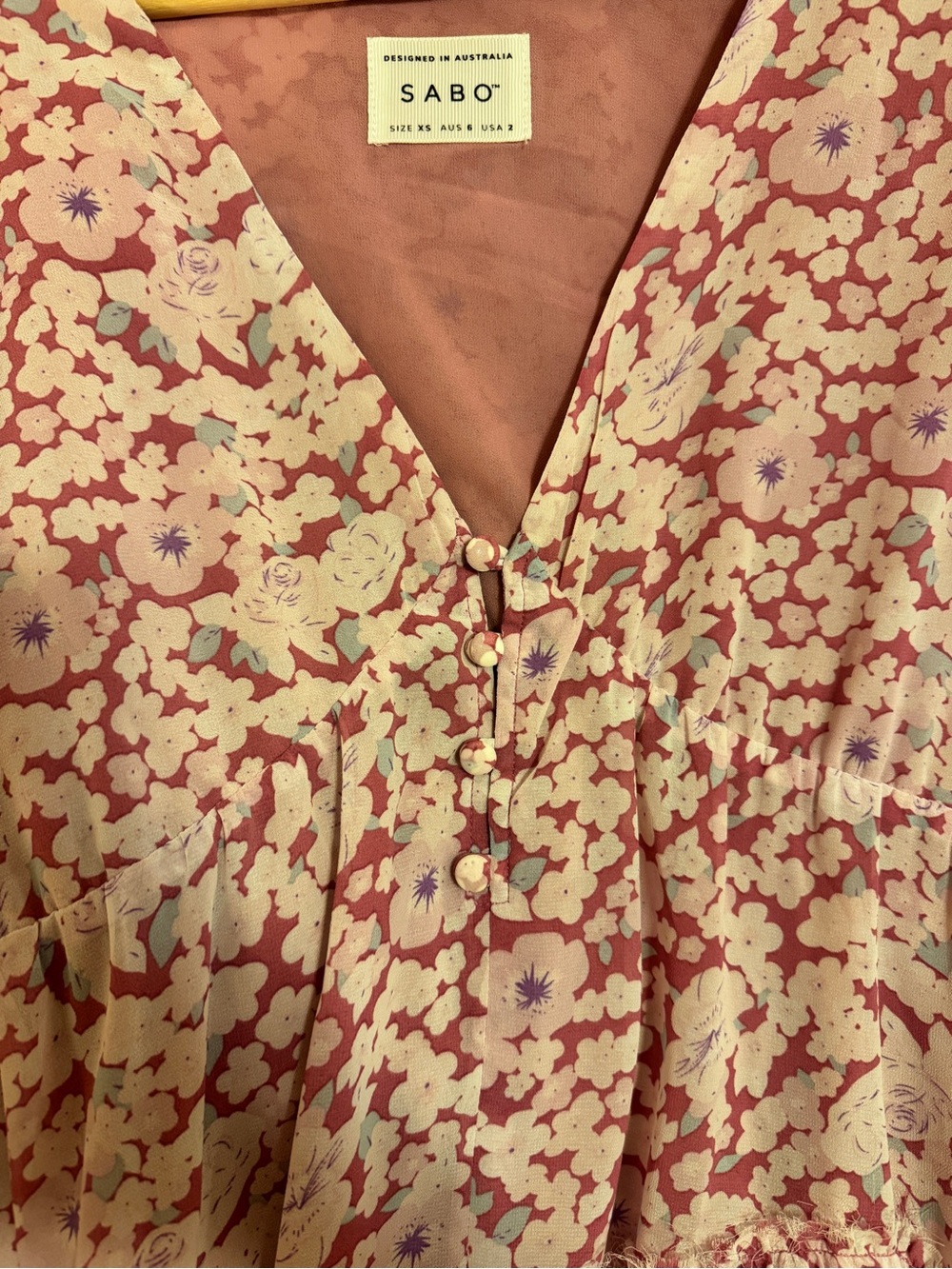 Sabo Skirt Pink Floral Babydoll Dress, XS - Picture 13 of 13